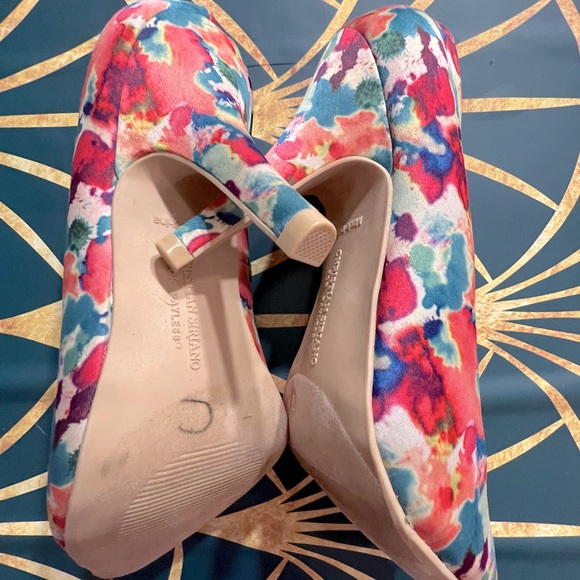 Paint splash print peep toe heels (7) - Picture 2 of 4